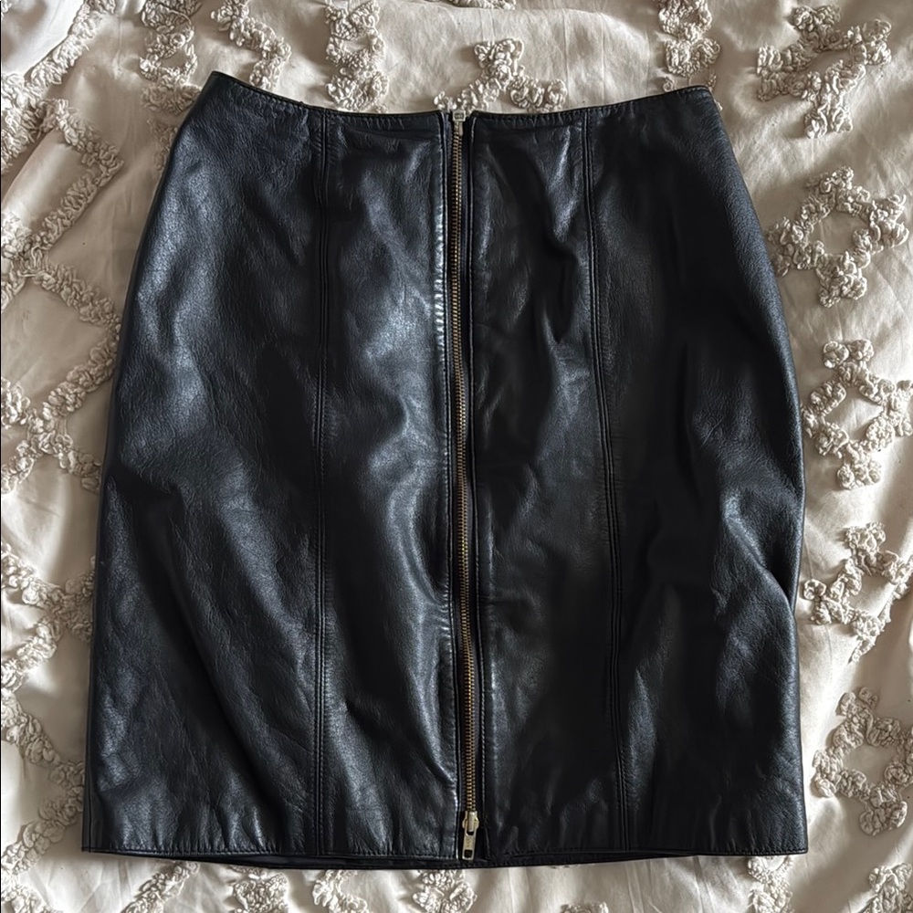 Vintage Black Leather Skirt